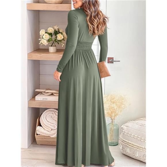 ANRABESS Women Deep V Neck Long Sleeve Slit 2024 Fall Elegant Formal Wedding - Picture 4 of 6